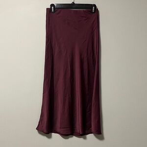 George Wine Burgundy Satin Skirt